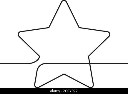 Durchgehende Linienzeichnung von Stern, Schwarz-Weiß minimalistische lineare Illustration aus einer Linie Stock Vektor