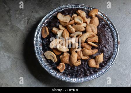 Hausgemachte Schokolade Brownies mit Cashewnuss, Stock Foto Stockfoto