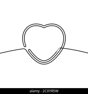 Kontinuierliche Linie Zeichnung des Herzens, Schwarz-Weiß-Vektor minimalistische Illustration der Liebe Konzept aus einer Linie Stock Vektor
