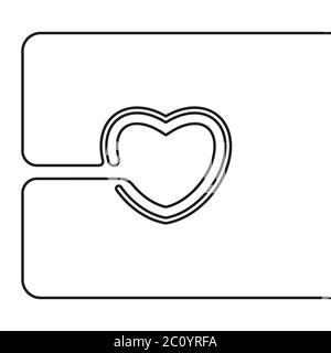 Kontinuierliche Linie Zeichnung des Herzens, Schwarz-Weiß-Vektor minimalistische Illustration der Liebe Konzept aus einer Linie Stock Vektor