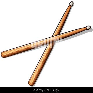 Vektor-Illustration von hölzernen Drumsticks Cartoon isoliert Stock Vektor