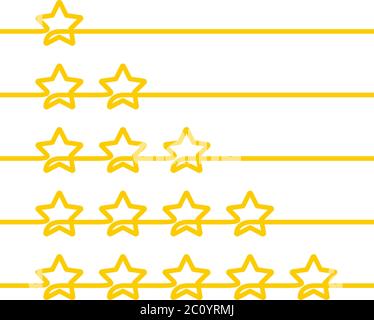 Kontinuierliche Linienzeichnung von fünf Sternen Bewertung des Kunden Icon Set, minimalistisches lineares Icon Set aus einer dicken Linie Stock Vektor