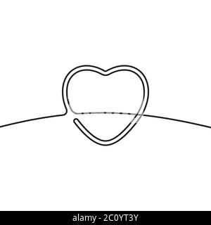Kontinuierliche Linie Zeichnung des Herzens, Schwarz-Weiß-Vektor minimalistische Illustration der Liebe Konzept aus einer Linie Stock Vektor