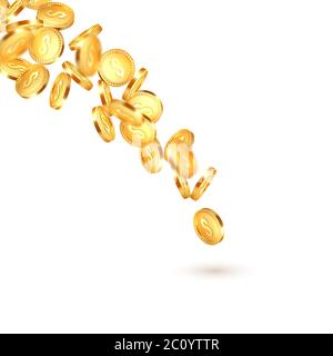 Realistische 3d goldene Münzen Explosion. Stock Vektor