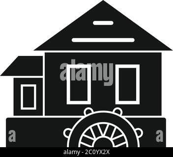 Symbol für die Wassermühle der Windenergieanlage. Einfache Darstellung des Vektorsymbols für die Wassermühle der Windenergieanlage für die Konstruktion der Bahn auf weißem Hintergrund isoliert Stock Vektor