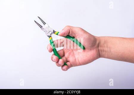 Vintage Zange in der Hand des Menschen Stockfoto