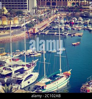 Yachten in Eilat Stockfoto