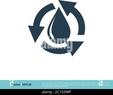 Recycling Tropfen Wasser Symbol Vektor Logo Vorlage Illustration Design. Vektor EPS 10. Stock Vektor