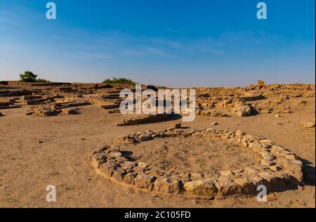 Ruinen der alten Dholavira Stadt in Gujarat, Indien Stockfoto