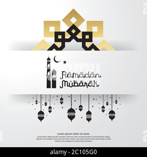 islamisches Designkonzept. Abstraktes Mandala mit Musterornament und Laterne-Element. Ramadan Kareem oder Eid Mubarak Gruß. Einladung Banner oder Karte Stock Vektor