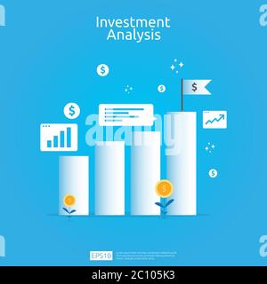 Financial Investment Analyse Konzept für Business Marketing Strategie Banner. ROI-Vision mit Diagramm-Diagramm. Steigern Sie den Gewinn Stock Vektor