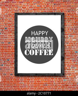 Happy monday entspricht Kaffee im Bilderrahmen geschrieben Stockfoto