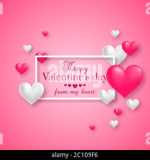 Realistische schwebende 3D Valentine Herzen Stock Vektor