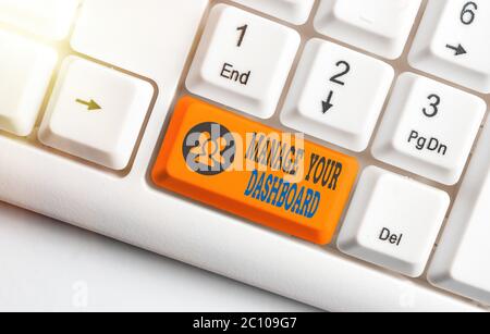 Konzeptionelle Handschriftliches mit der Darstellung „Dashboard verwalten“. Konzept Bedeutung Web Landing Page zur Verwaltung von Geschäftsprozess Workflow Management Stockfoto