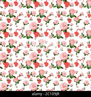 Nahtlose Rosen Muster für Valentinstag. Stock Vektor