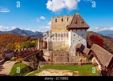 Mittelalterlichen alten Burg in der Stadt Celje, Slowenien. Reisen Sie im Freien mit touristischem Hintergrund Stockfoto