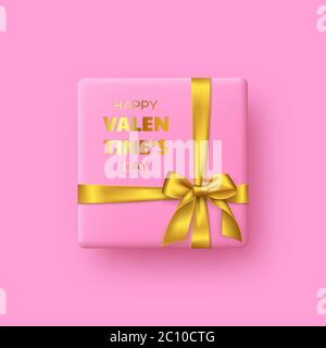 Rosa Geschenkbox für Valentinstag. Stock Vektor