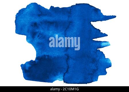 Klassische blaue Aquarell abstrakten Hintergrund, Raum Farben, isolierten Ort mit Scheidungen und Grenzen. Trendige Vintage-Gemälde für Design und Dekoration Stockfoto