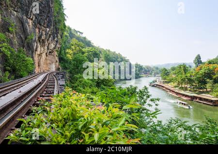 Tod Eisenbahn Brücke über den Kwai Noi Fluss Stockfoto