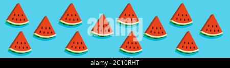 Webbanner mit Wassermelonenscheiben. Flache Vektorgrafik. Stock Vektor