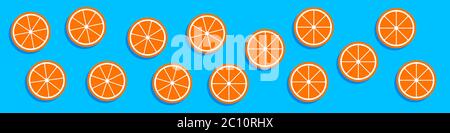 Webbanner mit geschnittenen orangefarbenen Scheiben. Flache Vektorgrafik. Stock Vektor
