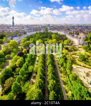 Luftaufnahme des Regent Parks in London, Großbritannien