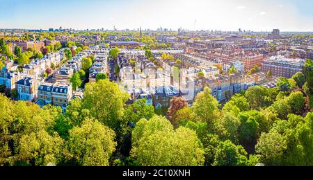 Luftaufnahme von Kensington am Morgen, London, Großbritannien Stockfoto