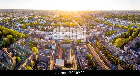 Luftaufnahme von Notting Hill am Morgen, London, Großbritannien Stockfoto