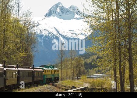 Scenic Railroad auf White Pass und Yukon Route in Skagway Alaska Stockfoto