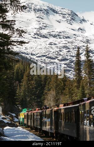 Scenic Railroad auf White Pass und Yukon Route in Skagway Alaska Stockfoto