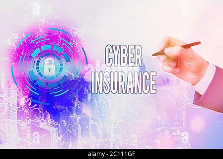 Handschrift Text Schreiben Cyber Versicherung. Konzeptfoto exklusiven Plan, um das Unternehmen vor internetbasierten Risiken zu schützen Stockfoto