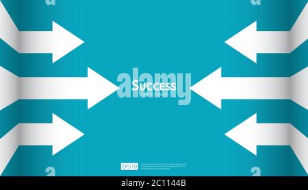 Business Arrow Zielrichtung Konzept zum Erfolg. Vision für das Wachstum der Finanzbranche steigt an. Vektorgrafik im flachen Stil des Banners. Zurück am Stock Vektor