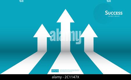 Business Arrow Zielrichtung Konzept zum Erfolg. Vision für das Wachstum der Finanzbranche steigt an. Vektorgrafik im flachen Stil des Banners. Zurück am Stock Vektor