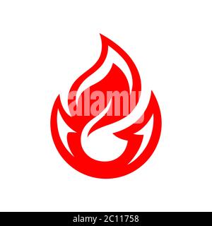 Symbol für den Feuervektor. Flame Silhouette isoliert auf weißem Hintergrund. Hot-Symbol. Website-Seite und Mobile App Design-Element. Stock Vektor