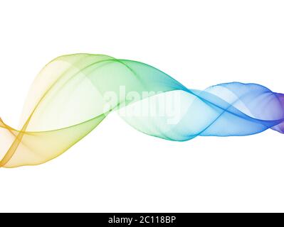 Regenbogen abstrakte wellig helle Seide Rauch Abbildung auf weißem Hintergrund Stockfoto