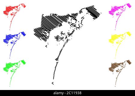 Venedig Stadt (Italienische Republik, Italien, Venetien) Karte Vektor-Illustration, Skizze Stadt Venezia Karte Stock Vektor