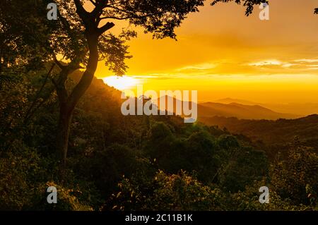 Sonnenuntergang von Minca in Sierra Nevada Kolumbien Stockfoto