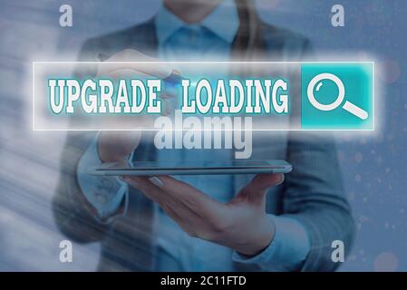 Aktualisierung für Handschrift-Text-Schreiben wird geladen. Konzeptionelle Foto Weiterentwicklung von Anwendungen zu mehr verbesserte Tools Stockfoto