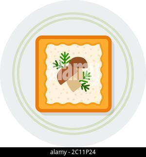 Toast mit Käse und Pilze Vektor-Symbol flach isoliert Stock Vektor
