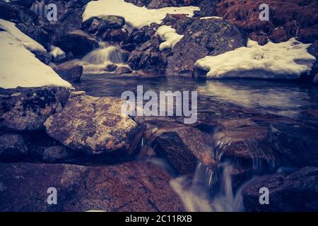 Wunderschöne tatra-Berglandschaft. Foto mit Vintage-Stimmung-Effekt. Stockfoto