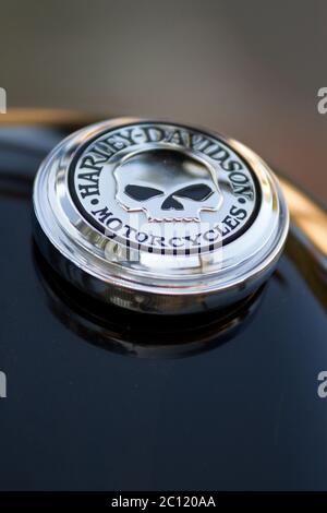 Harley Davidson Motorrad Tank Detail, Feier zum 110. Jahrestag, Rom, Italien, 15. Juni 2013 Stockfoto