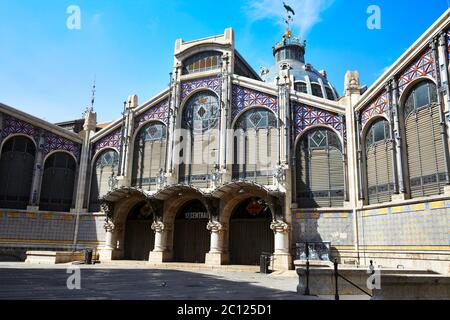 Außenansicht des Central Market Valencia, Spanien. Stockfoto