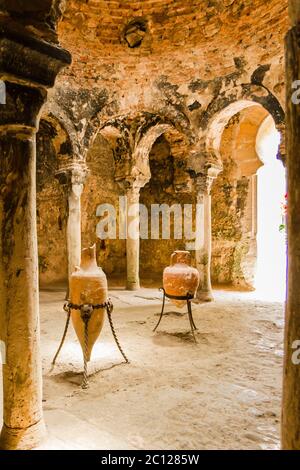 Verbrannte arabische Bäder in Palma de Mallorca Altstadt von Barrio Calatrava Los Patios auf Palma de Mallorca Stockfoto