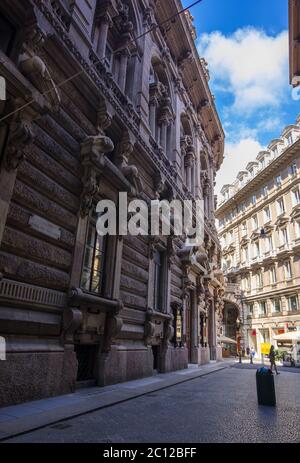 Genua, Italien - 18. August 2019: Stadtbild im historischen Zentrum von Genua, Ligurien Region, Italien Stockfoto