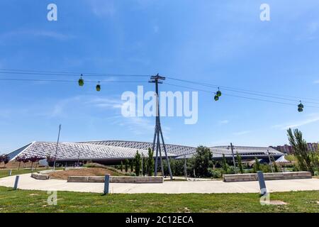 Pabellón Puente, Brückenpavillon, von der Architektin Zaha Hadid, Zaragoza, Aragon, Spanien Stockfoto