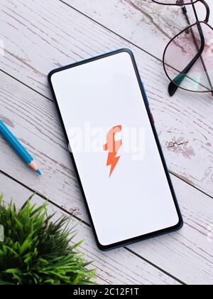 Assam, indien - 23. Mai 2020 : Freecharge App für Recharge und Rechnung, upi, Stockfoto