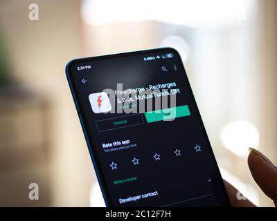 Assam, indien - 23. Mai 2020 : Freecharge App für Recharge und Rechnung, upi, Stockfoto