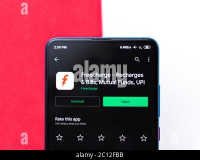 Assam, indien - 23. Mai 2020 : Freecharge App für Recharge und Rechnung, upi, Stockfoto