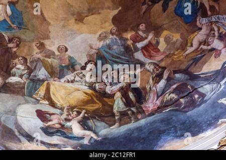 Fresko der Königin der Märtyrer in der Kuppel, gemalt von Francisco Goya, Kathedrale-Basilika unserer Lieben Frau von der Säule, Zaragoza, Aragon, Spanien Stockfoto