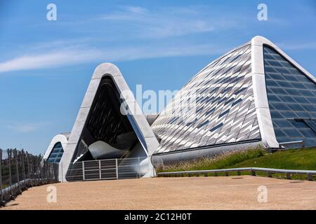 Pabellón Puente, Brückenpavillon, von der Architektin Zaha Hadid, Zaragoza, Aragon, Spanien Stockfoto